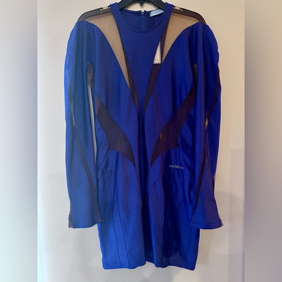 MUGLER Tule Illusion Paneled Angular Mini Dress - Picture 4 of 9
